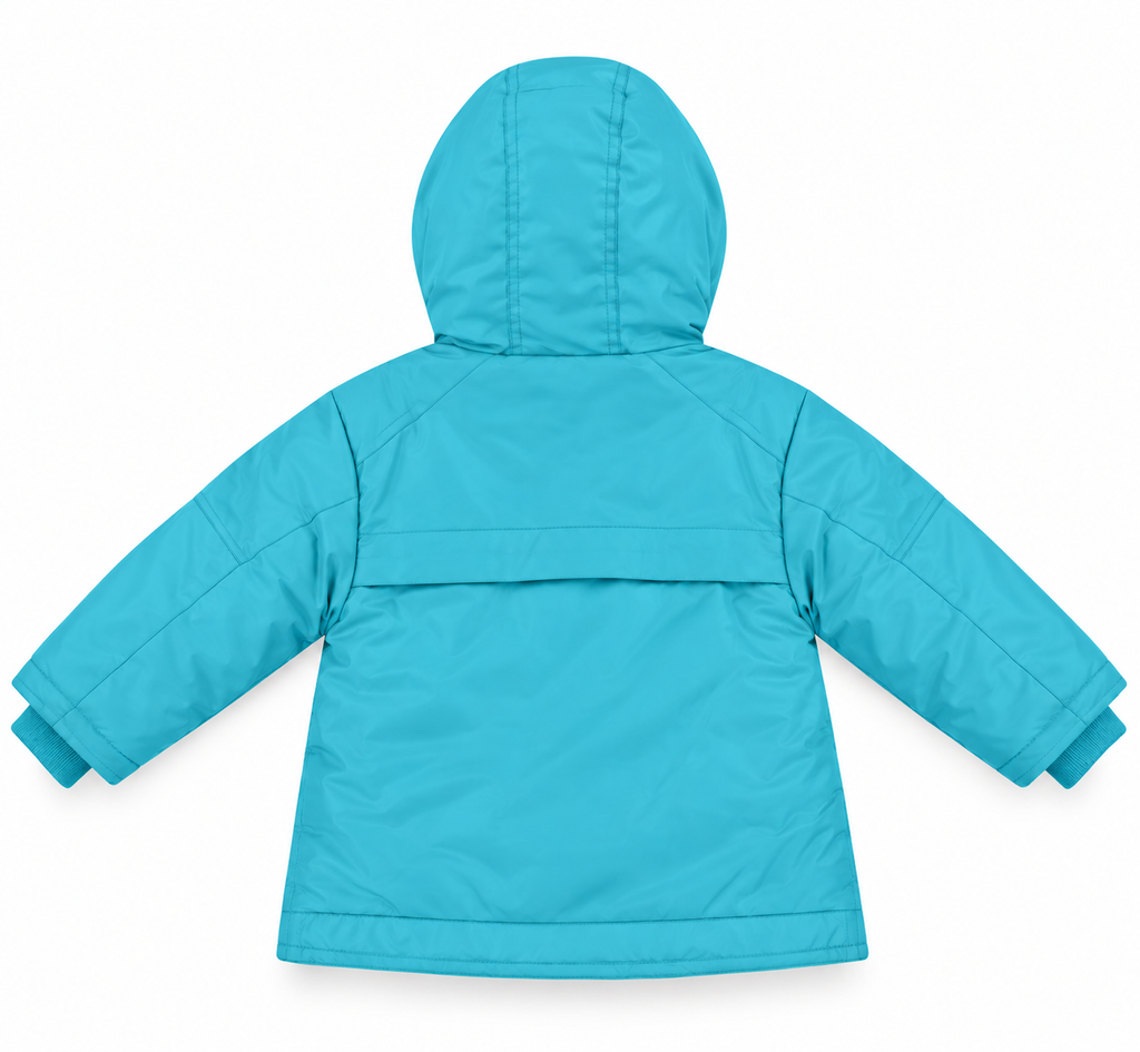 Kids Waterproof Hooded Winter Jacket – Warm Padded Windproof Coat with Zip Pockets – Red & Blue