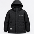 Black Unisex Grid Texture Hooded Puffer Jacket – Waterproof & Windproof