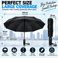 Large Automatic Windproof & Waterproof Folding Umbrella – 110cm Wide, One Touch Open & Close, Compact 32cm – Black or Navy
