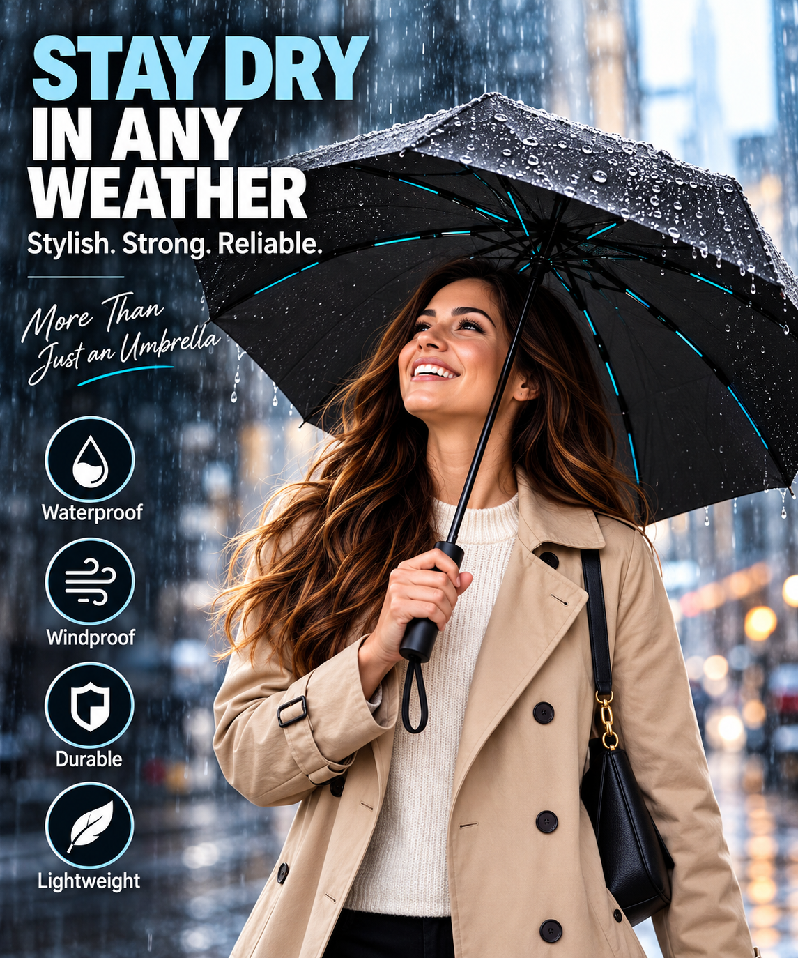 Large Automatic Windproof & Waterproof Folding Umbrella – One Touch Open & Close, 110cm Wide, Compact & Portable