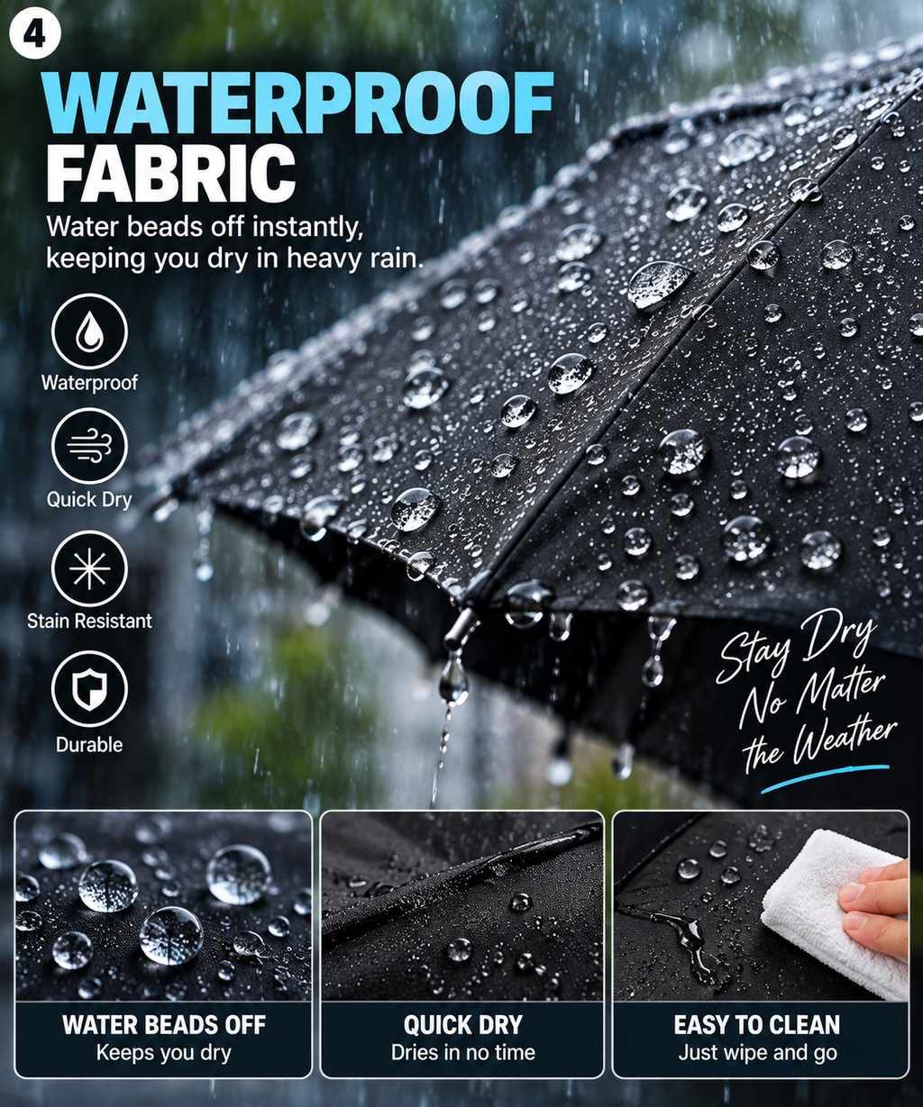 Large Automatic Windproof & Waterproof Folding Umbrella – One Touch Open & Close, 110cm Wide, Compact & Portable