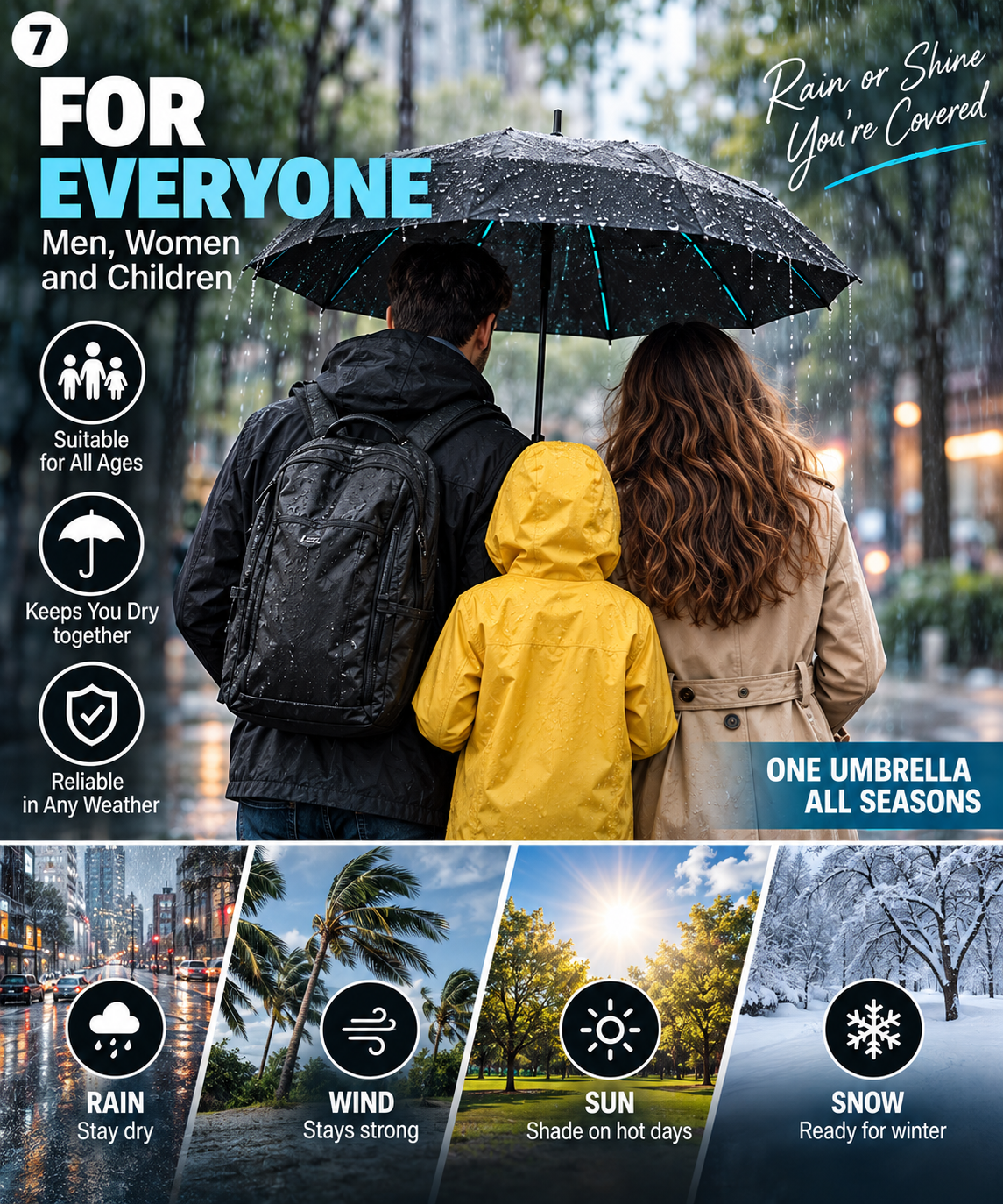 Large Automatic Windproof & Waterproof Folding Umbrella – One Touch Open & Close, 110cm Wide, Compact & Portable